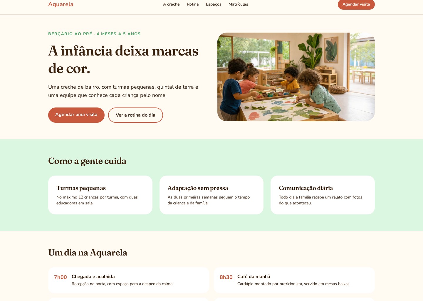 Site real da Creche Infantil Aquarela