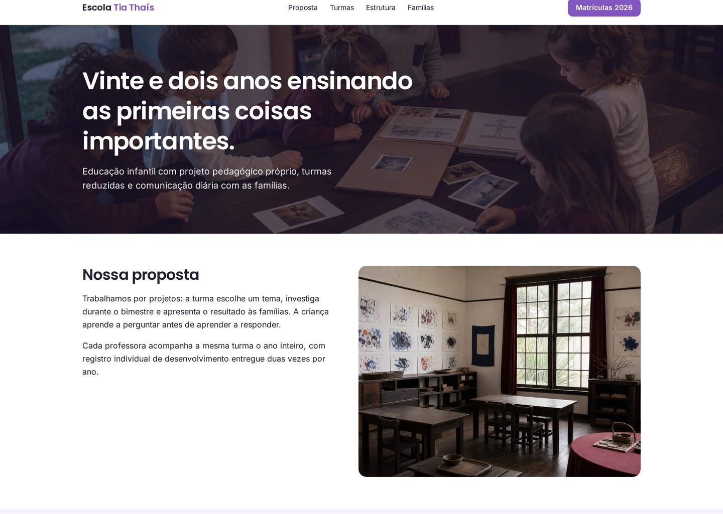 Site real da Escola Infantil Tia Thais